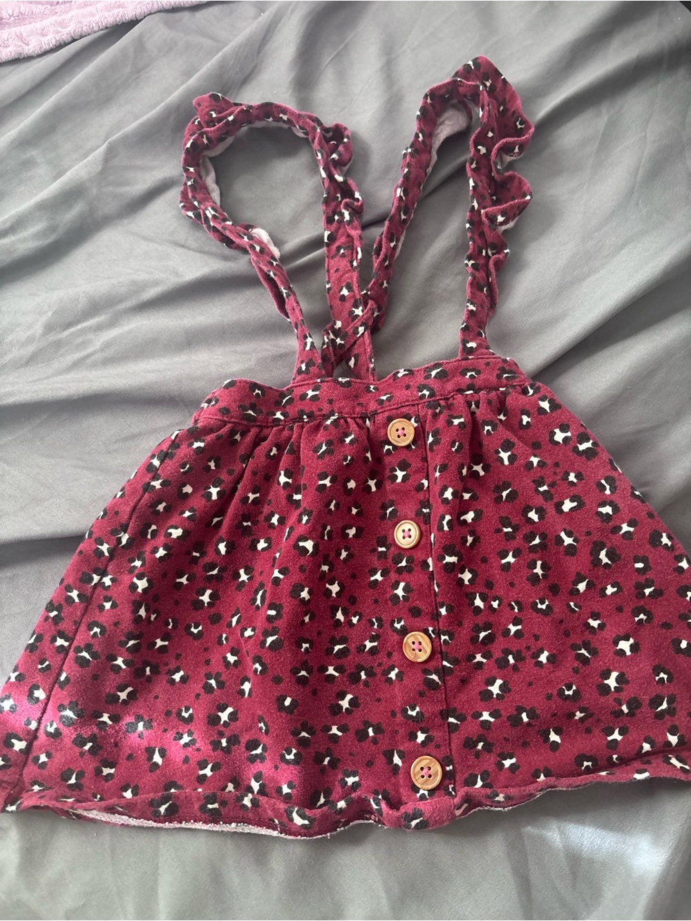 wonder nation Burgundy Floral Dress with Black and White Accents